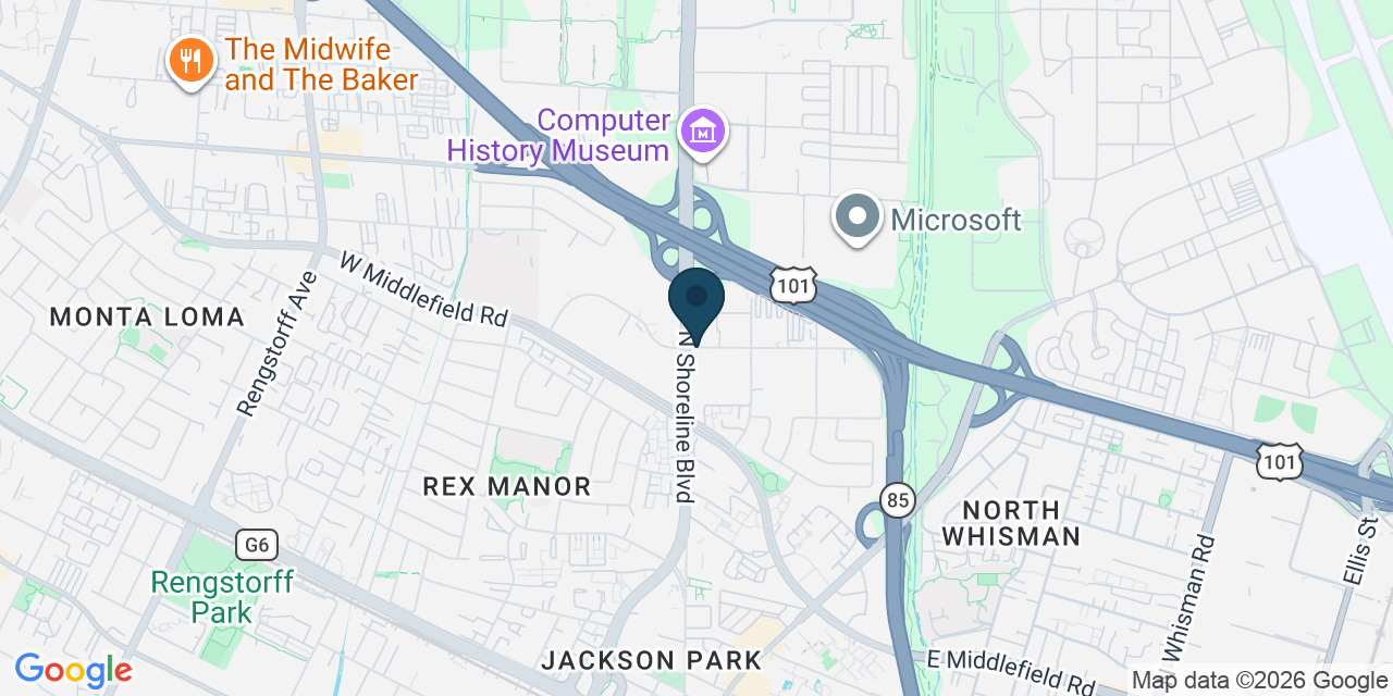 Map showing Mountain View, Santa Clara County, CA