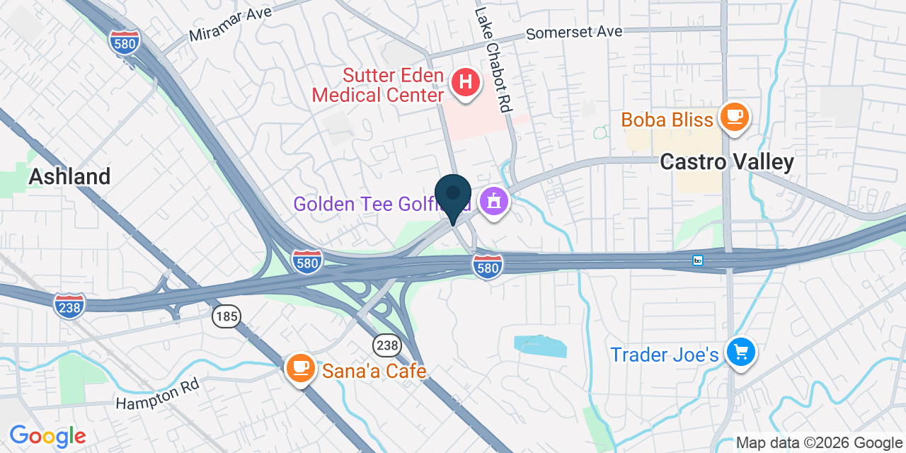 Map showing Castro Valley, Alameda County, CA