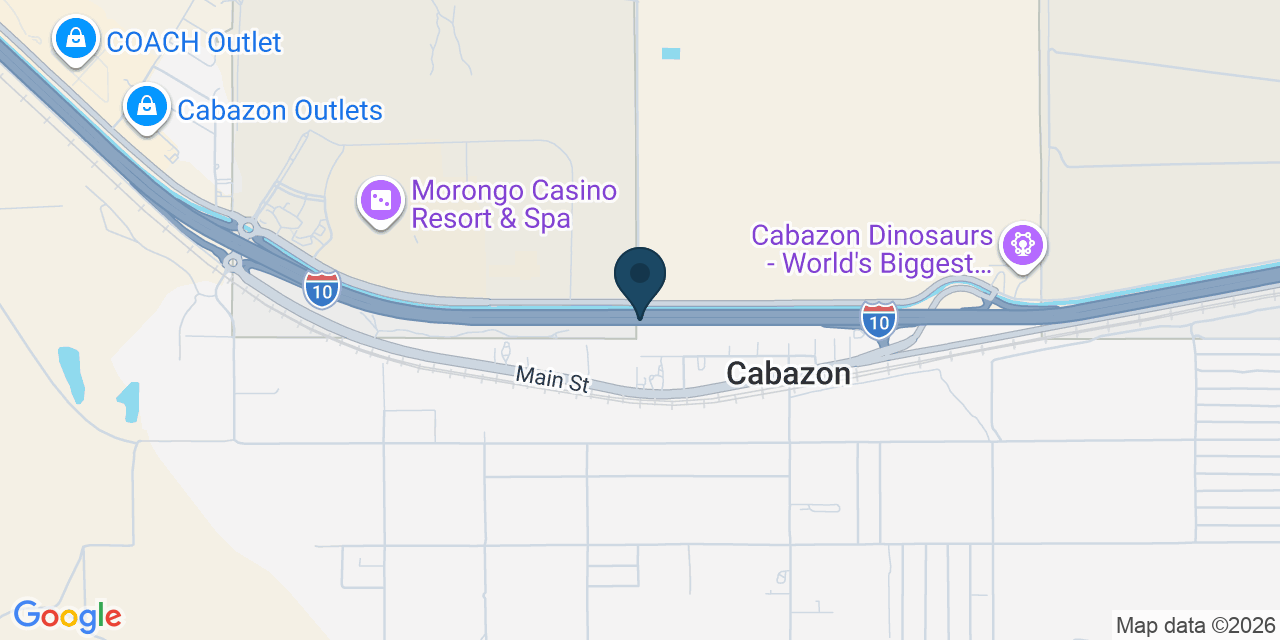 Map showing Cabazon, Riverside County, CA