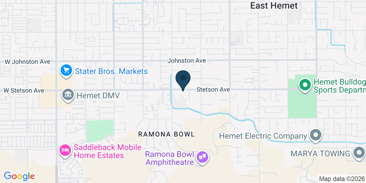 Map showing Hemet, Riverside County, CA