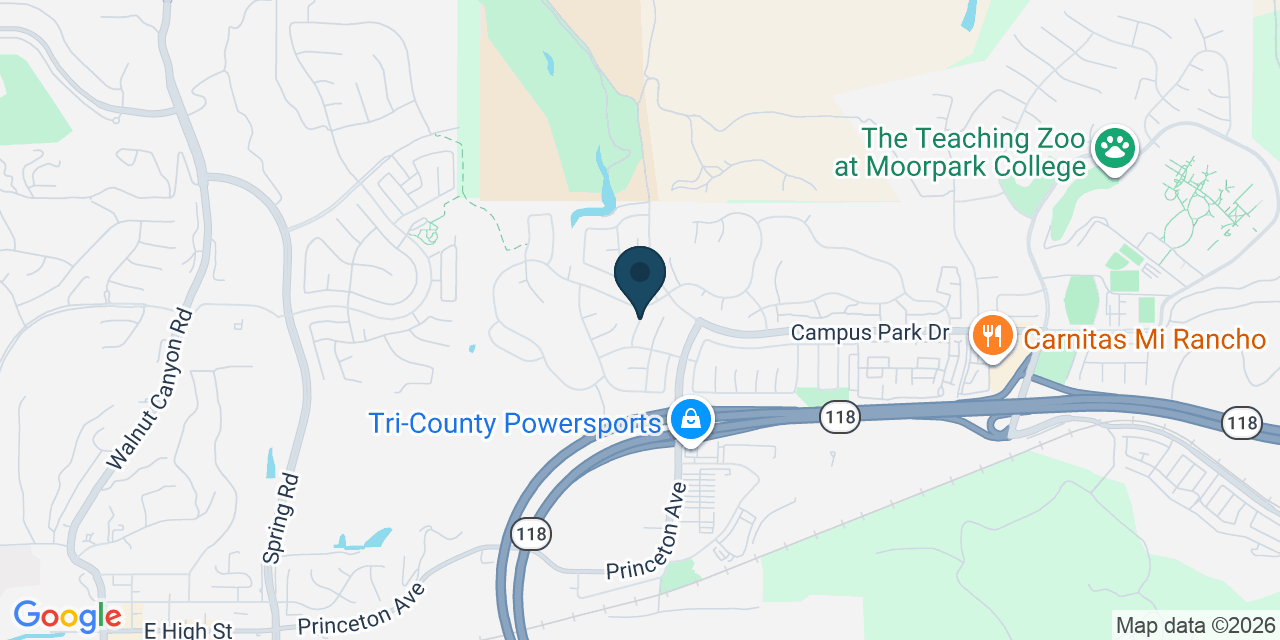 Map showing Moorpark, Ventura County, CA