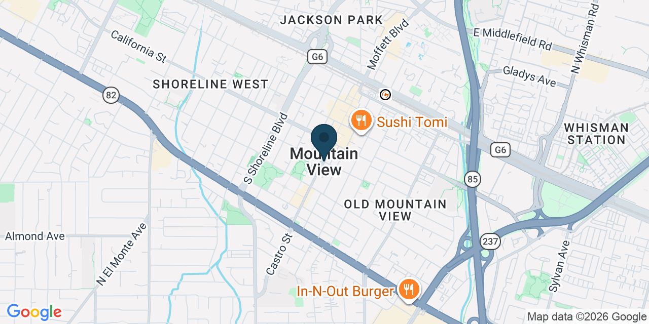 Map showing Mountain View, Santa Clara County, CA