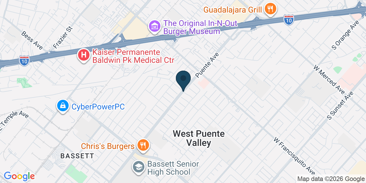 Map showing West Puente Valley, Los Angeles County, CA