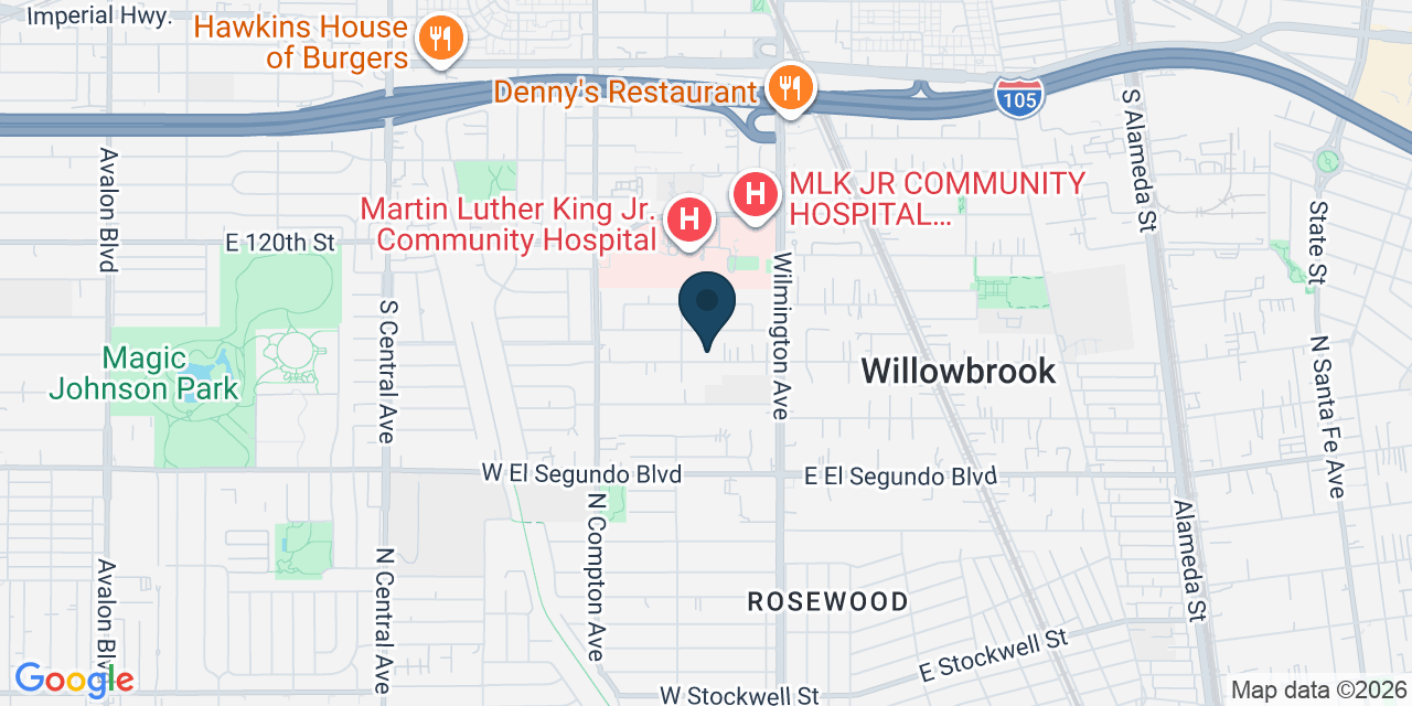 Map showing Compton, Los Angeles County, CA