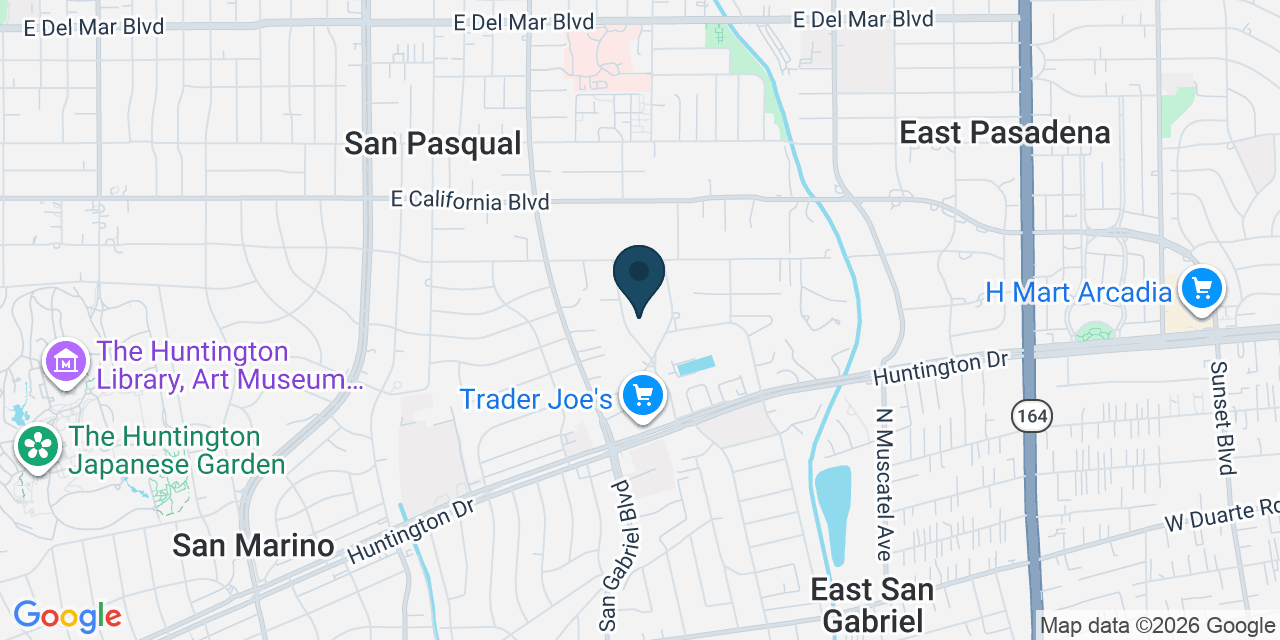 Map showing Pasadena, Los Angeles County, CA