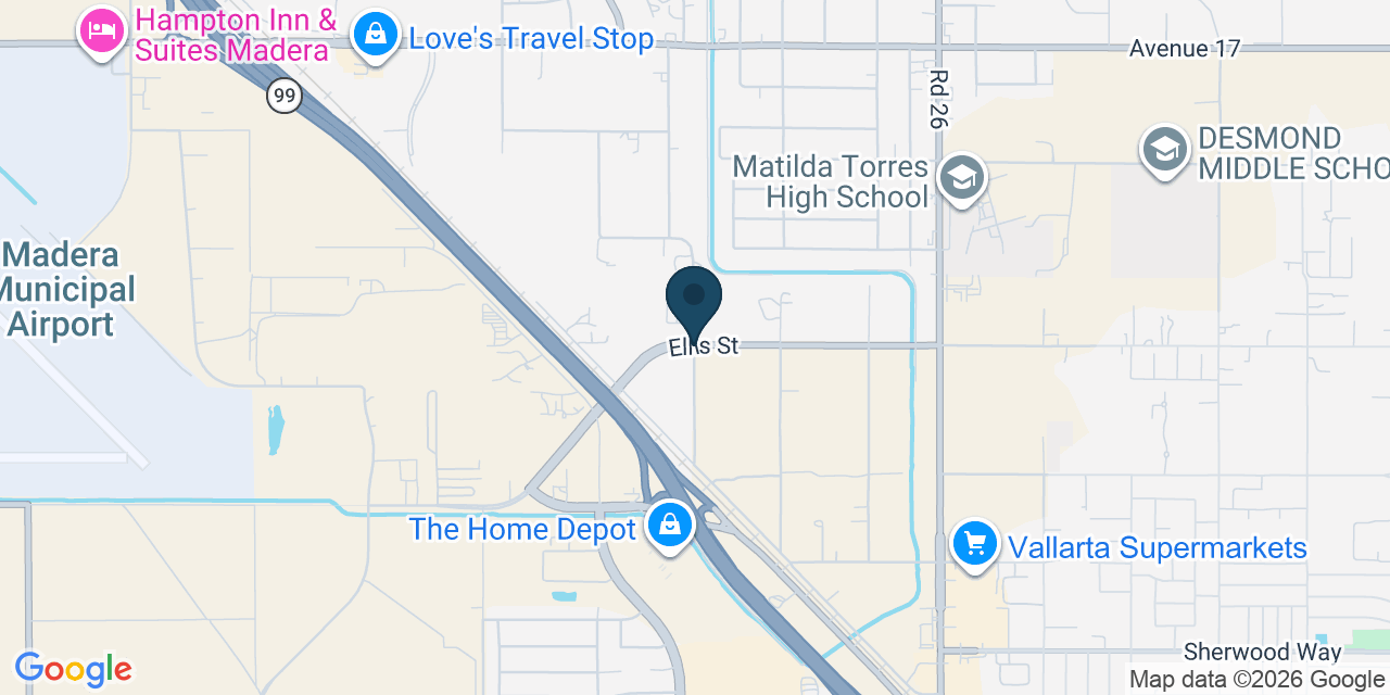 Map showing Madera Acres, Madera County, CA