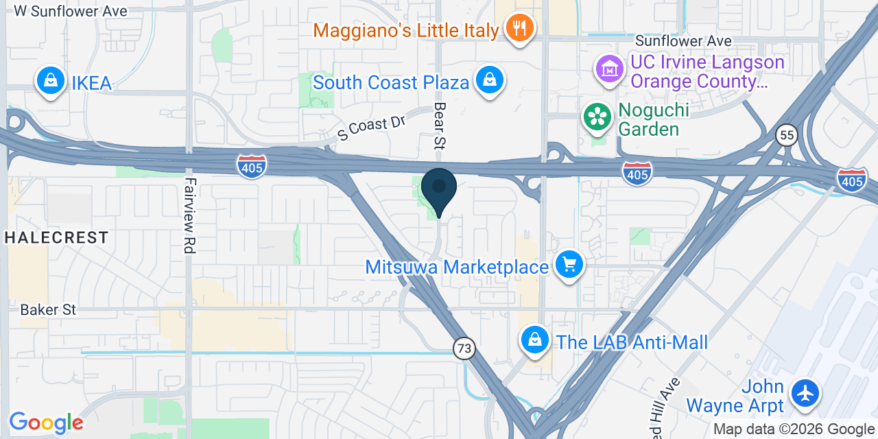 Map showing Costa Mesa, Orange County, CA
