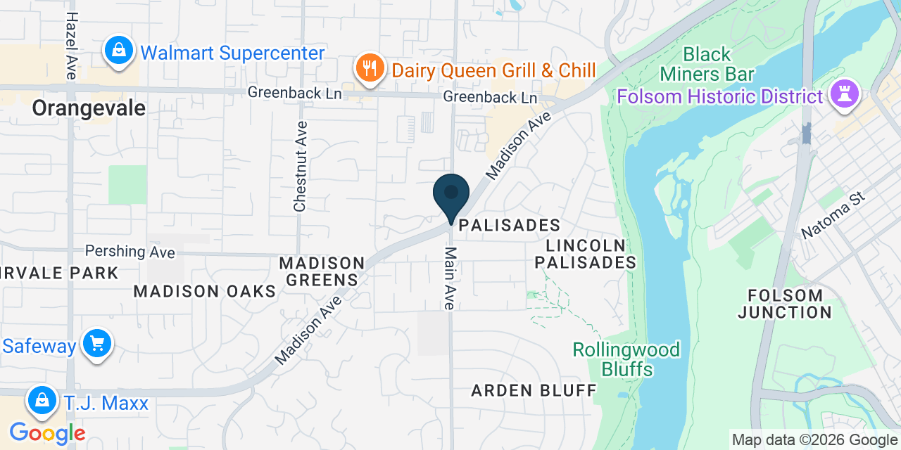 Map showing Orangevale, Sacramento County, CA