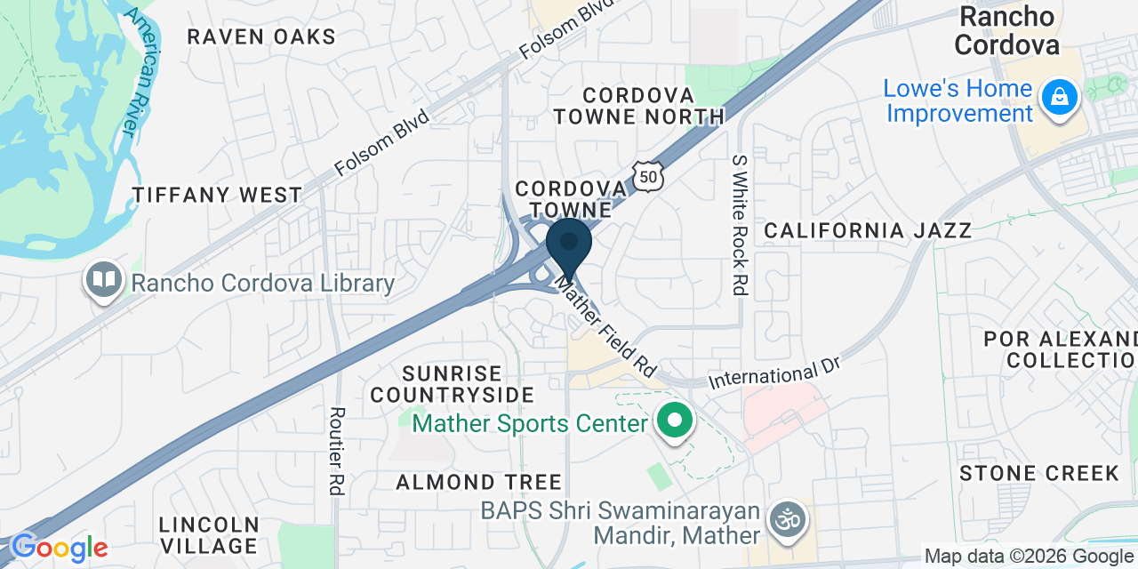 Map showing Rancho Cordova, Sacramento County, CA