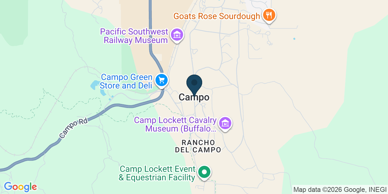 Map showing Campo, San Diego County, CA