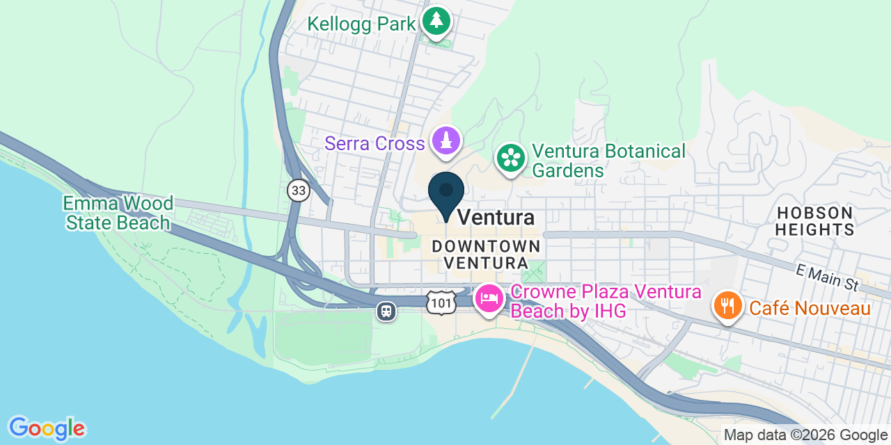 Map showing Ventura, Ventura County, CA