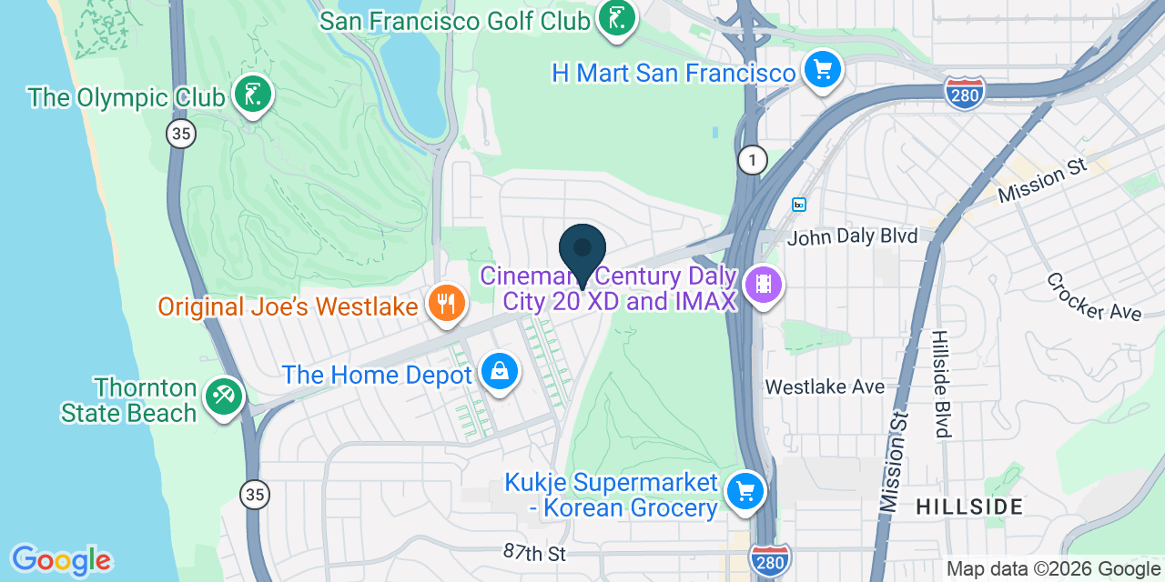 Map showing Daly City, San Mateo County, CA