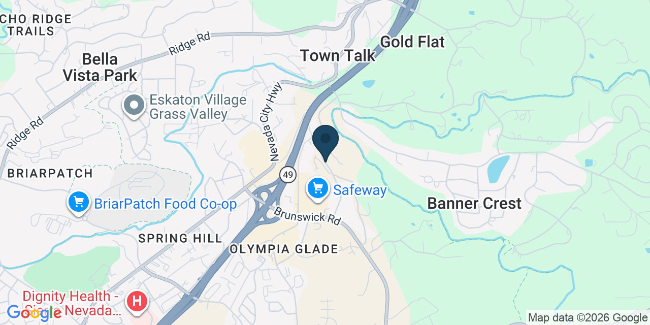 Map showing Nevada County, CA