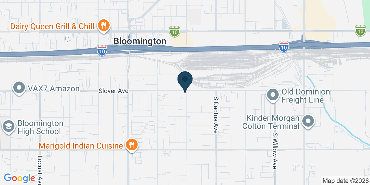 Map showing Bloomington, San Bernardino County, CA