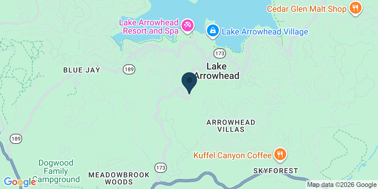 Map showing Lake Arrowhead, San Bernardino County, CA