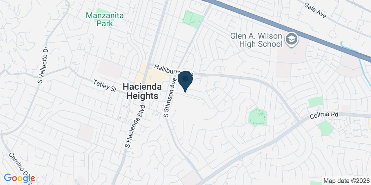 Map showing Hacienda Heights, Los Angeles County, CA