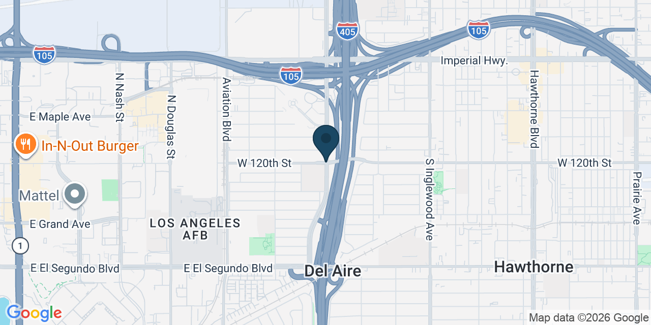Map showing Del Aire, Los Angeles County, CA