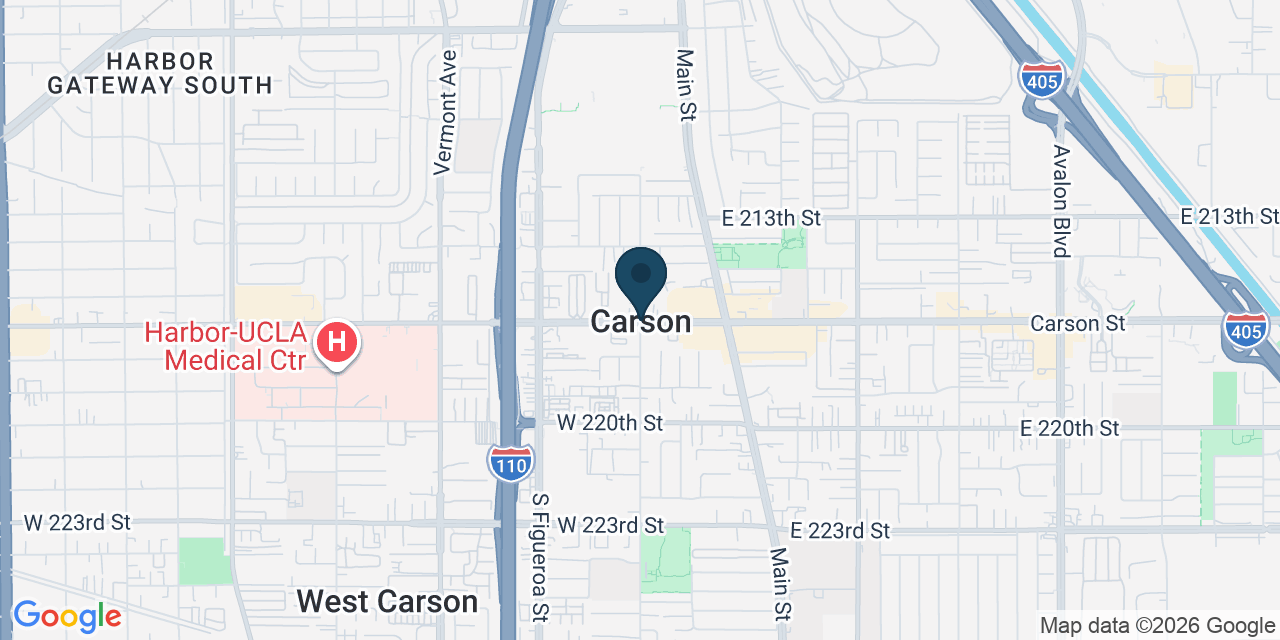 Map showing Carson, Los Angeles County, CA