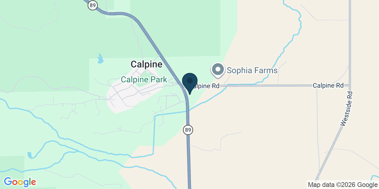 Map showing Calpine, Sierra County, CA
