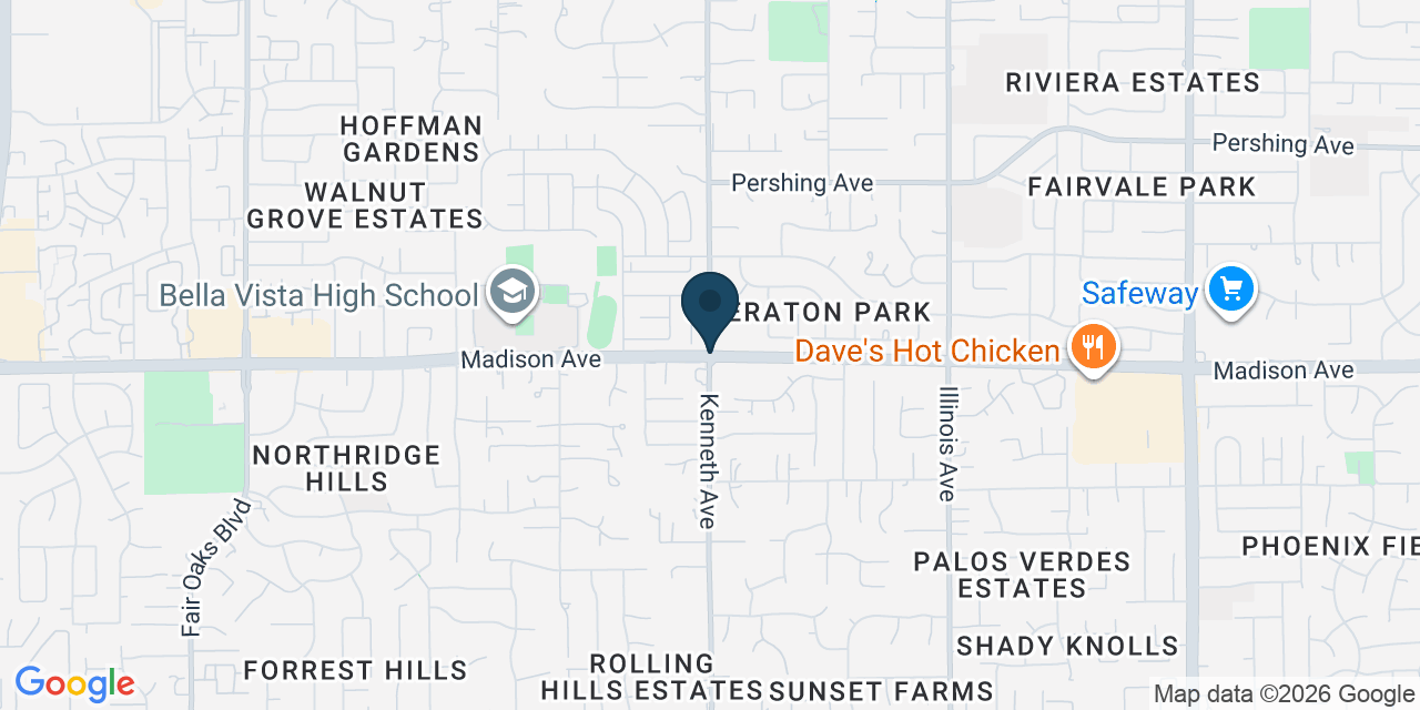 Map showing Orangevale, Sacramento County, CA