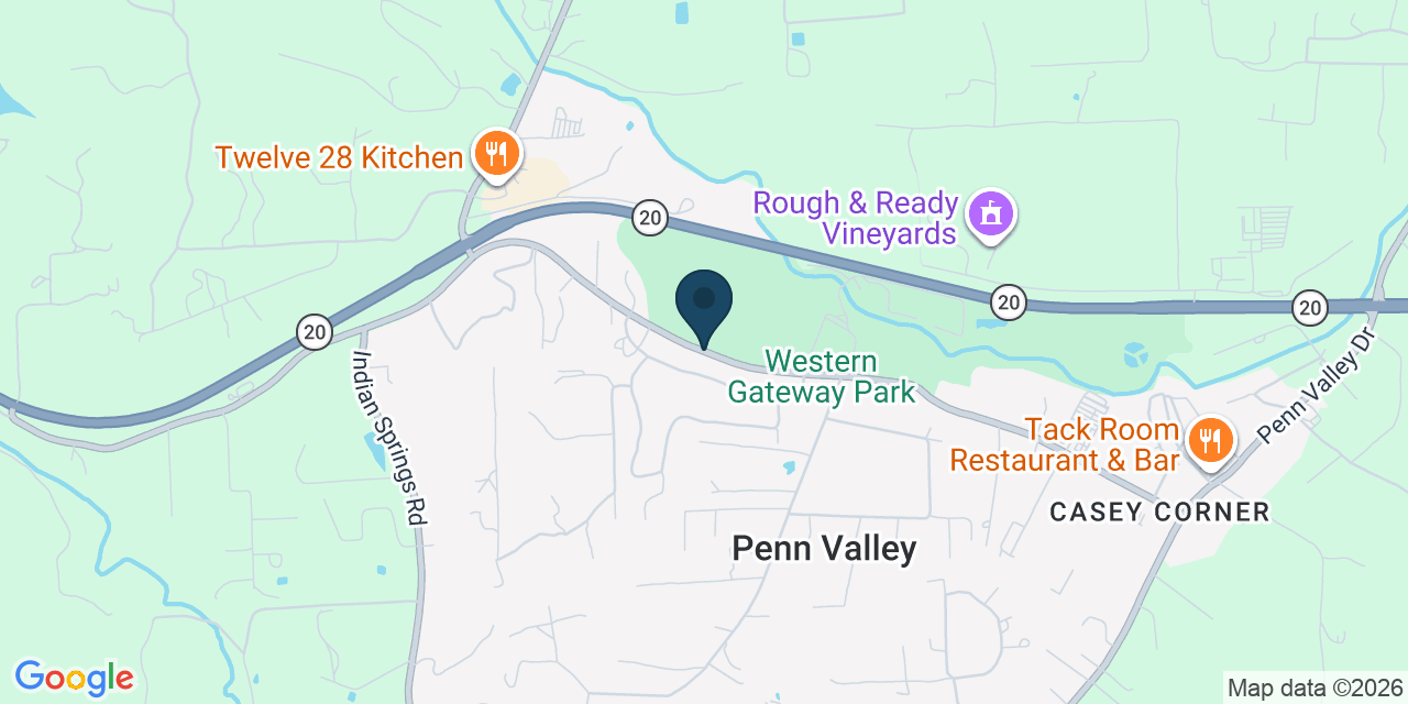 Map showing Nevada County, CA