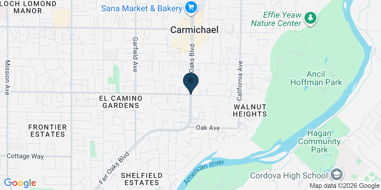 Map showing Carmichael, Sacramento County, CA