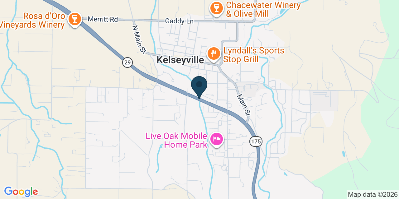 Map showing Kelseyville, Lake County, CA