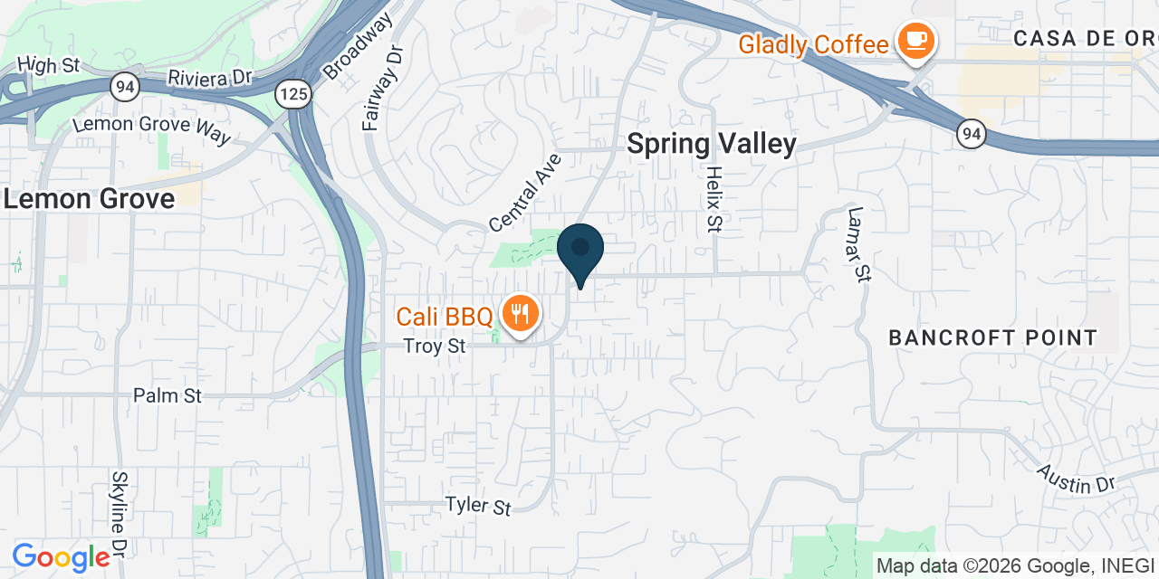 Map showing Spring Valley, San Diego County, CA