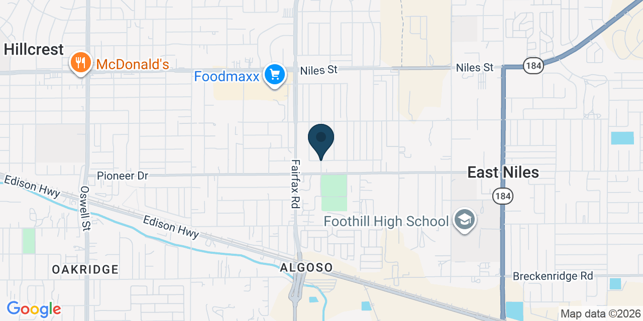 Map showing East Niles, Kern County, CA