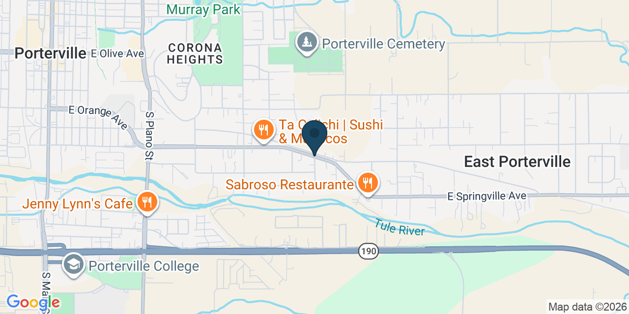 Map showing East Porterville, Tulare County, CA