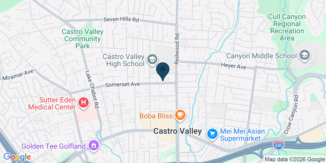 Map showing Castro Valley, Alameda County, CA