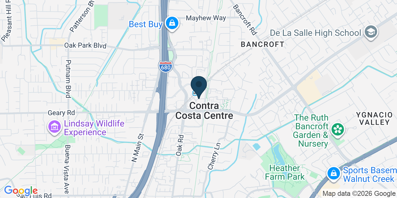 Map showing Contra Costa Centre, Contra Costa County, CA