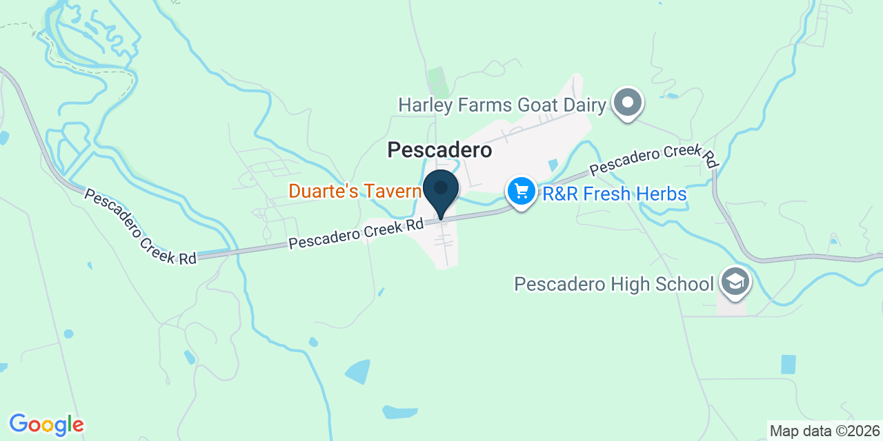 Map showing Pescadero, San Mateo County, CA