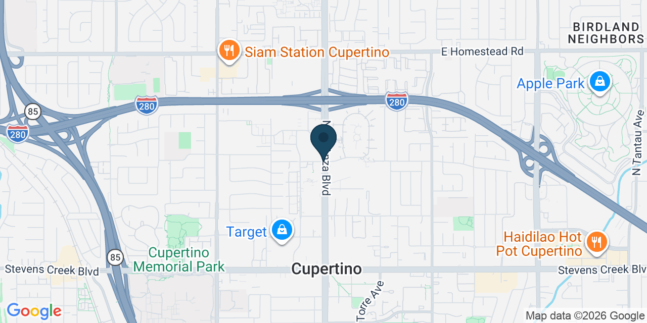 Map showing Cupertino, Santa Clara County, CA