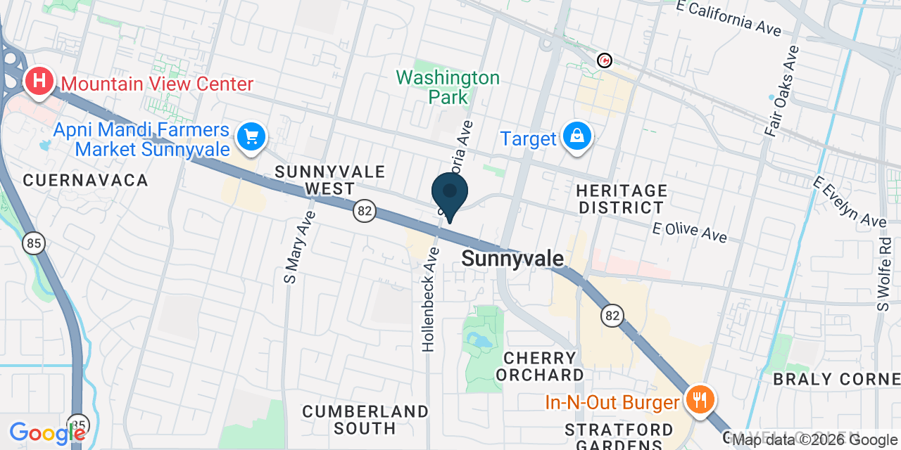Map showing Sunnyvale, Santa Clara County, CA