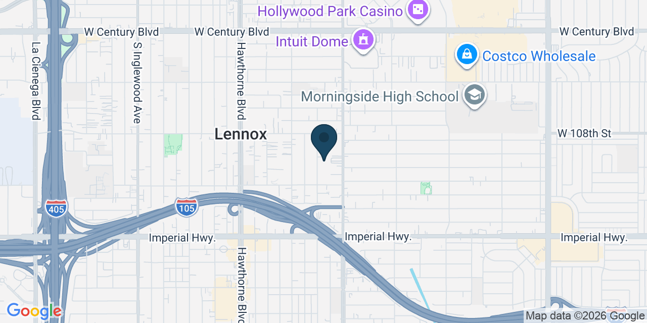 Map showing Lennox, Los Angeles County, CA