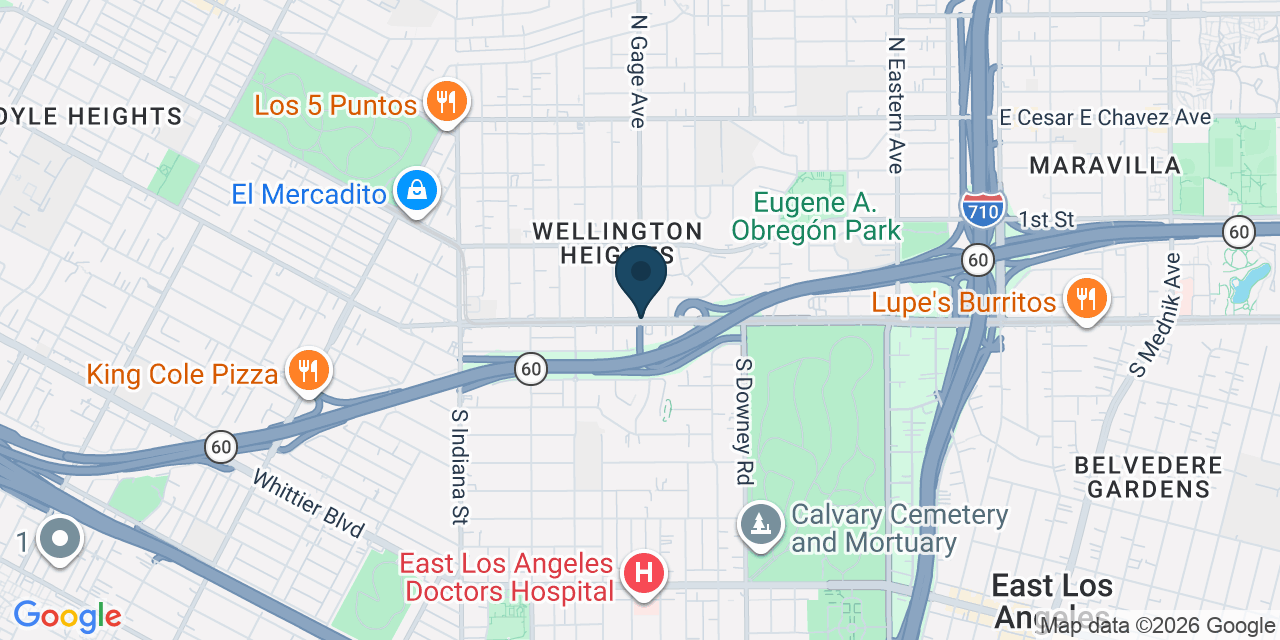 Map showing East Los Angeles, Los Angeles County, CA
