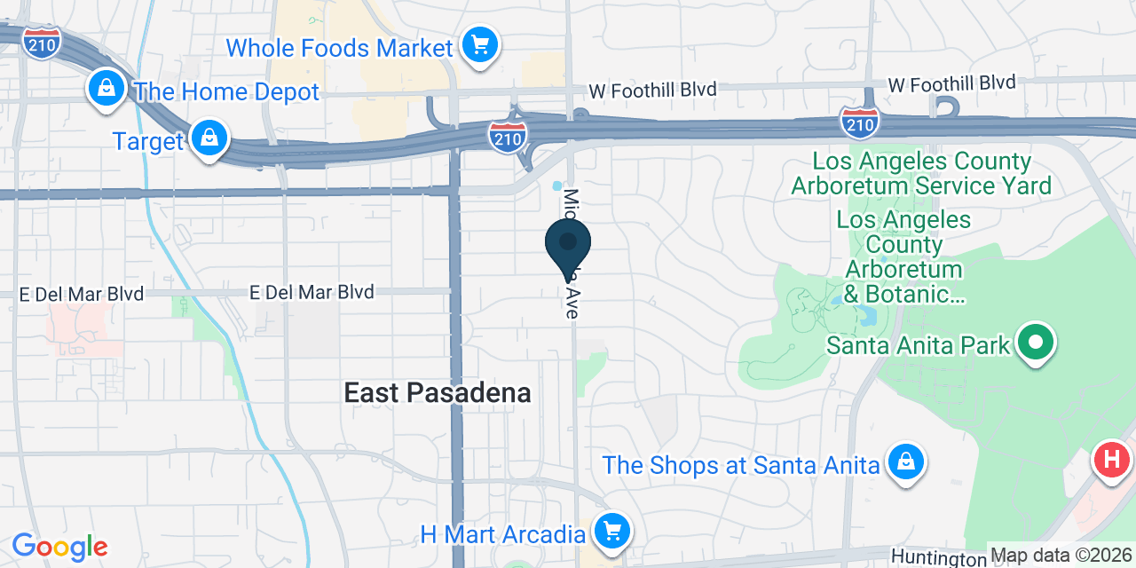 Map showing Pasadena, Los Angeles County, CA