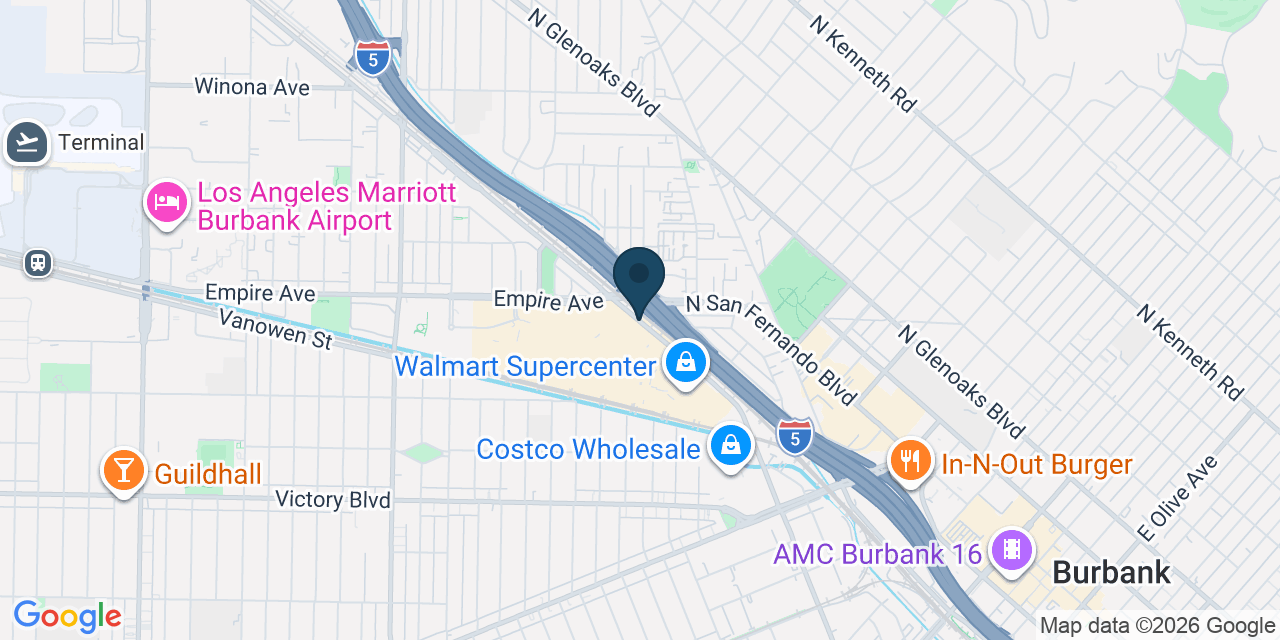 Map showing Burbank, Los Angeles County, CA