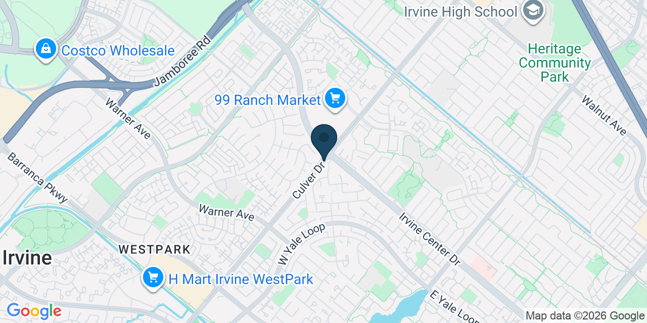 Map showing Irvine, Orange County, CA
