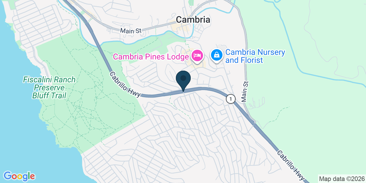 Map showing Cambria, San Luis Obispo County, CA