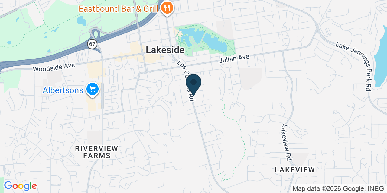 Map showing Lakeside, San Diego County, CA