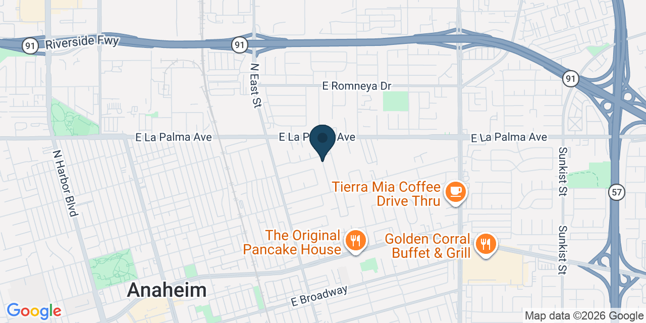 Map showing Anaheim, Orange County, CA