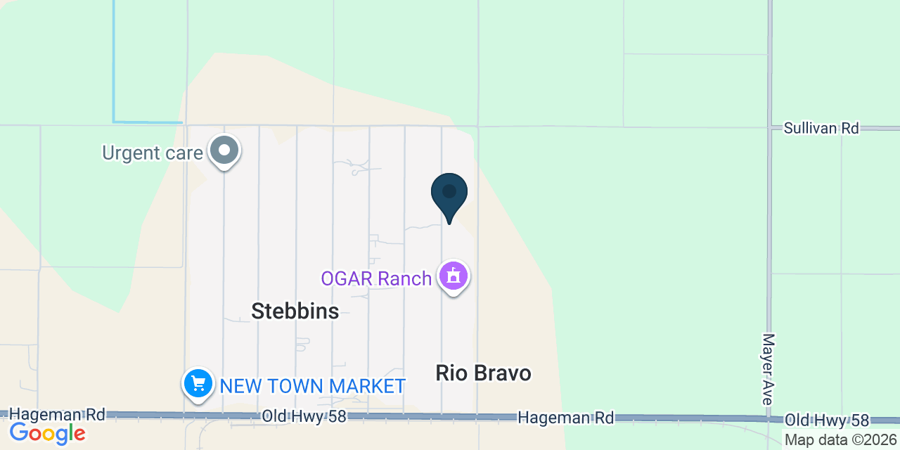 Map showing Bakersfield, Kern County, CA