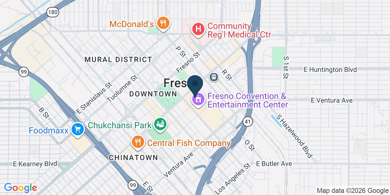 Map showing Fresno, Fresno County, CA
