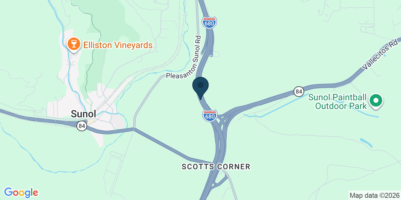 Map showing Sunol, Alameda County, CA