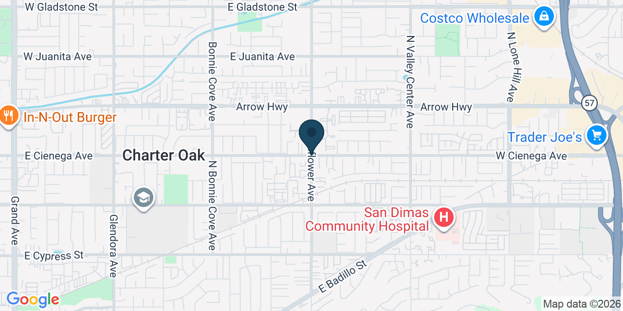 Map showing Charter Oak, Los Angeles County, CA