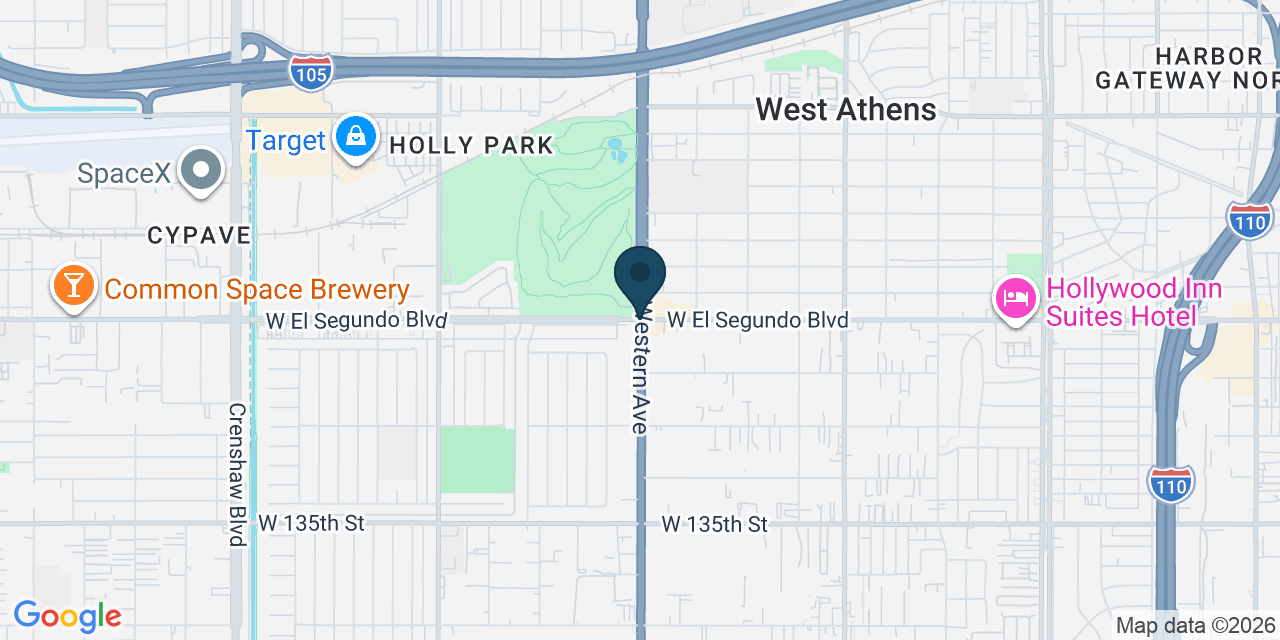 Map showing West Athens, Los Angeles County, CA