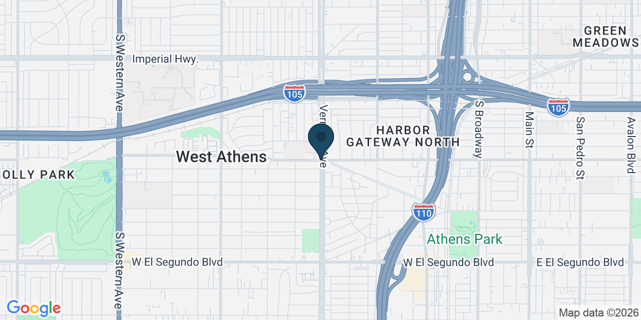 Map showing West Athens, Los Angeles County, CA