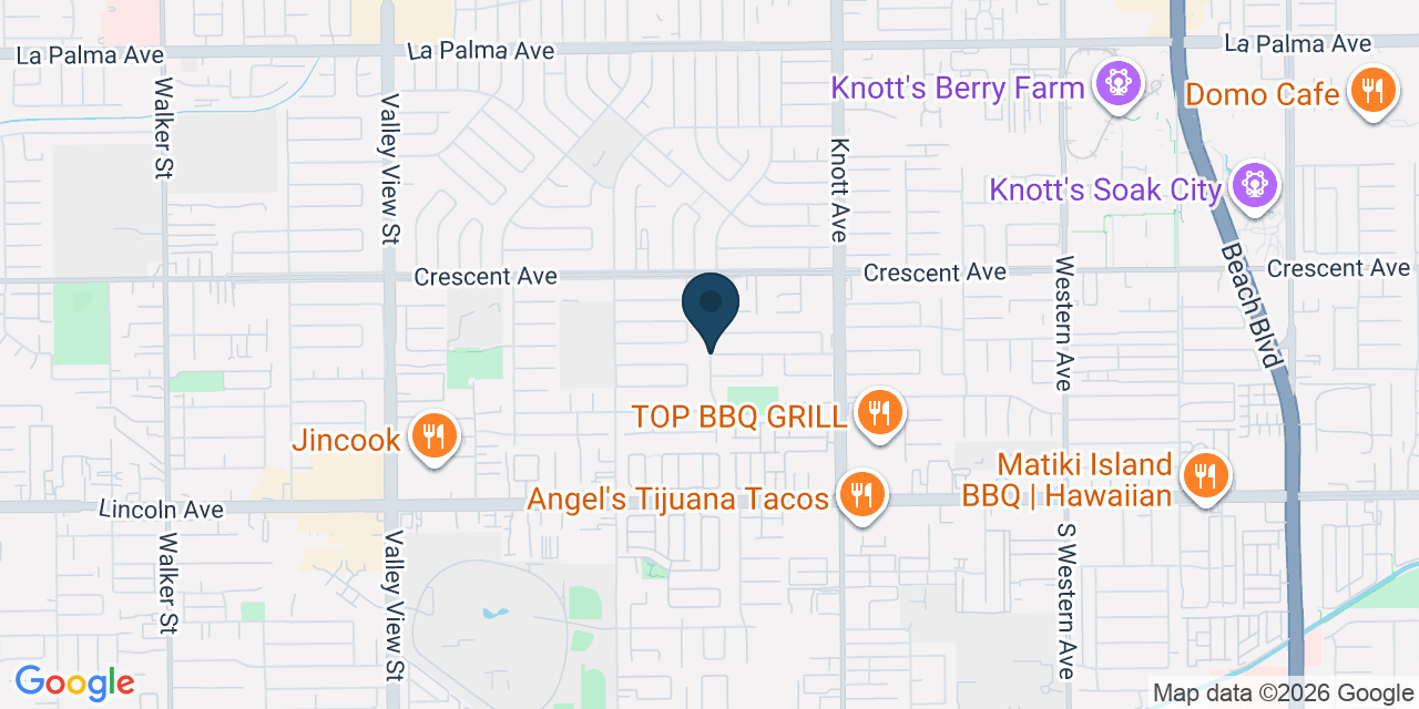 Map showing Buena Park, Orange County, CA